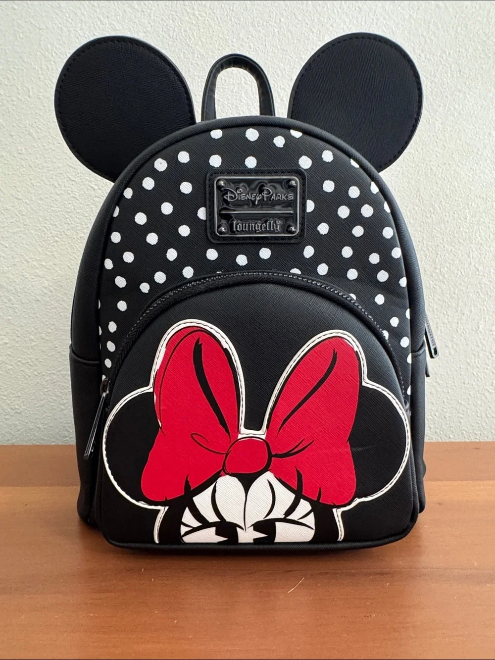 Disney Minnie Mouse Black & Red Mini Backpack with Polka Dots